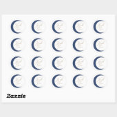 Navy Blue Over the Moon Boy Baby shower Ronde Sticker (Vel)