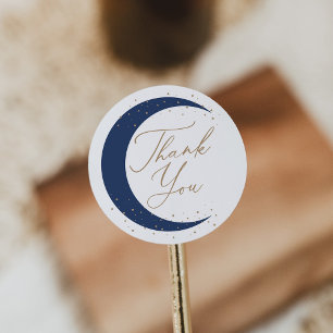 Navy Blue Over the Moon Boy Baby shower Ronde Sticker