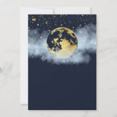 Navy Blue Over the Moon Celestial Gold Baby shower Kaart (Achterkant)