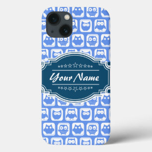 Navy Blue Owl Persoonlijke naam iPhone 13 Hoesje