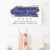 Navy Blue Paint Stroke & Modern Gold Geometric Spandoek (Insitu)