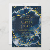 Navy Blue Painted Gold Bridal Shower Kaart (Voorkant)