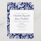 Navy Blue Paisley Wedding Invitations Kaart (Voorkant / Achterkant)
