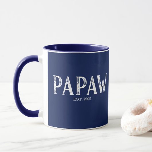 Navy Blue Papaw jaar ingesteld Mok (Met donut)