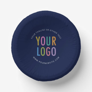 Navy Blue Paper Bowls Custom Company Logo Printed Papieren Kommen