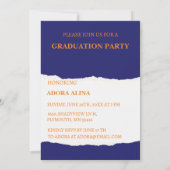 Navy Blue Pastel Foto Afstuderen Uitnodiging (Achterkant)
