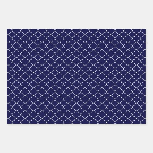 Navy Blue Patterned Inpakpapier Vel (Voorkant)