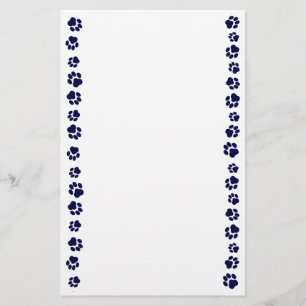 Navy Blue Pawprint Stationery Briefpapier