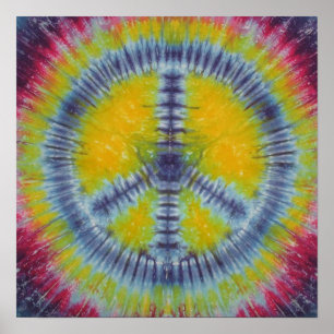 Navy Blue Peace Sign Tie Dye Poster