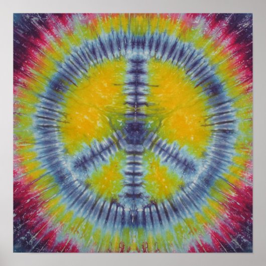Navy Blue Peace Sign Tie Dye Poster (Voorkant)