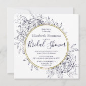 Navy Blue Peony Modern Toile Vrijgezellenfeest Kaart (Voorkant)