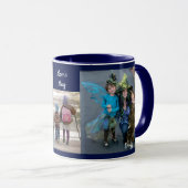Navy Blue personaliseer 3 FOTO-TEMPLATE cadeau Mok (Voorkant rechts)