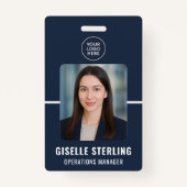 Navy Blue Personalized Employee ID Card Badge (Voorkant)