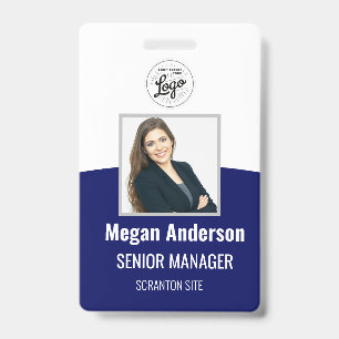Navy Blue Personalized Employee Photo ID Badge