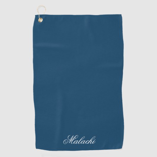Navy Blue Personalized Golf Towel with Custom Name Golfhanddoek (Voorkant)