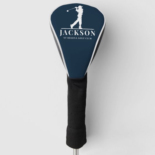 Navy Blue Personalized Monogram Golf Swing Golfheadcover (Voorkant)