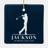 Navy Blue Personalized Monogram Golf Swing Keramisch Ornament (Achterkant)