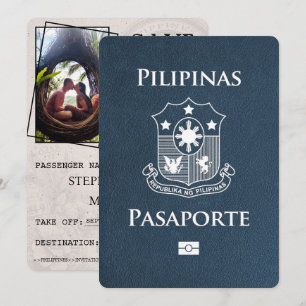 Navy Blue Philippines Passport Bewaar de datum Save The Date