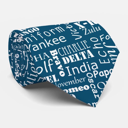 Navy Blue Phonetic Alphabet Trainee Pilot Cadet Stropdas (Opgerold)