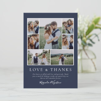 Navy Blue Photo Collage Love and Bedankt Wedding