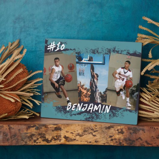 Navy & Blue Photo Collage, speciaal gepersonalisee Fotoplaat (Zijkant)