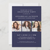 Navy Blue Photo Graduation Party Invitation (Dos)