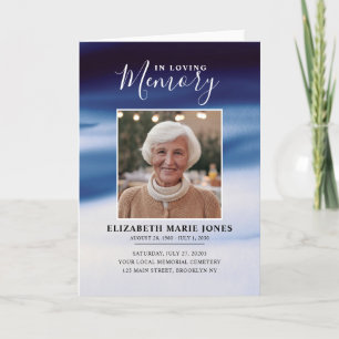 Navy Blue Photo Memorial Funeral in Loving Memory Programma