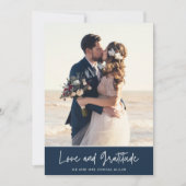 Navy Blue Photo Weddenschap Hartelijk dank Bedankkaart (Voorkant)