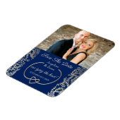 Navy Blue Photo Wedding Save the Date Invitation Magneet (Linkerzijde)