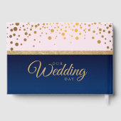Navy Blue, Pink and Gold Wedding Gastenboek (Achterkant)