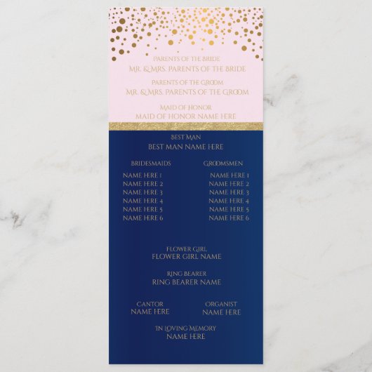 Navy Blue, Pink en Gold - programma (Achterkant)