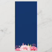 Navy Blue Pink Floral Wedding Menu Sjabloon (Achterkant)