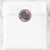 Navy Blue Pink Floral Wreath Wedding Sticker (Tas)
