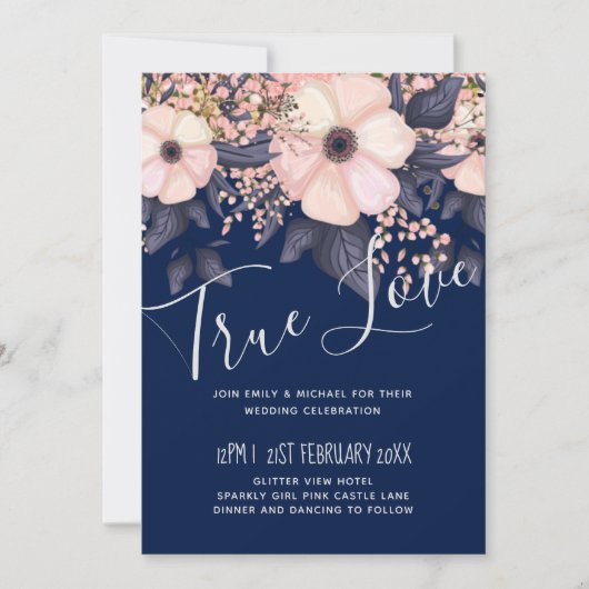 Navy Blue Pink Modern Wedding Budget (Voorkant)
