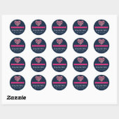 Navy Blue Pink Small Hearts Wedding Favor Sticker (Vel)
