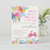 Navy Blue Pink Tropical Wild Forest Baby shower Kaart (Staand voorkant)