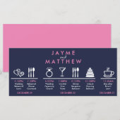 Navy Blue Pink Weddenschap Welkomsttas (Voorkant / Achterkant)