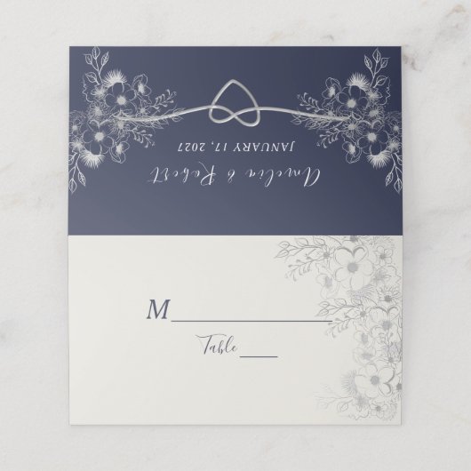 Navy Blue Place Card (Buitenkant ongevouwen)