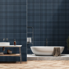 Navy Blue Plaid Moderne Boerderij Tartan voor Rust Behang