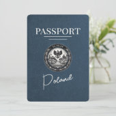 Navy Blue Poland Passport Bewaar de datum Save The Date (Staand voorkant)