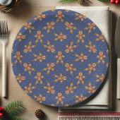 Navy Blue Polka Dot Gingerbread Man Kerstmis Papieren Bordje