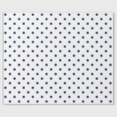 Navy Blue Polka Dot on White Large Space Cadeaupapier (Vlak)