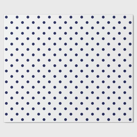 Navy Blue Polka Dot on White Large Space Cadeaupapier (Vlak)