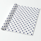 Navy Blue Polka Dot on White Large Space Cadeaupapier (Uitgerold)