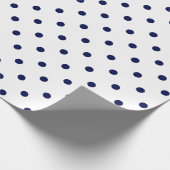 Navy Blue Polka Dot on White Large Space Cadeaupapier (Hoek)