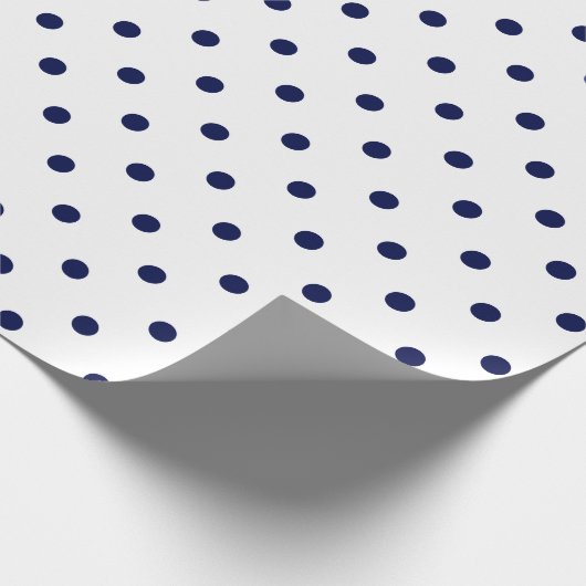 Navy Blue Polka Dot on White Large Space Cadeaupapier (Hoek)