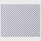 Navy Blue Polka Dot on White Medium Space Cadeaupapier (Vlak)