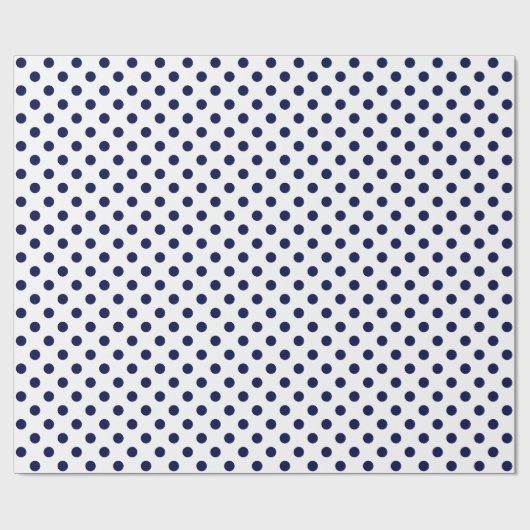 Navy Blue Polka Dot on White Medium Space Cadeaupapier (Vlak)