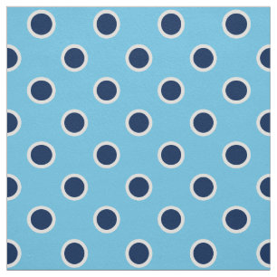 Navy Blue Polka Dot Pattern on Light Blue Fabric Stof