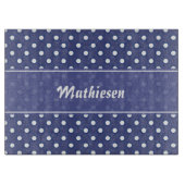 Navy Blue Polka Dot Personalized Cutting Board Snijplank (Voorkant)